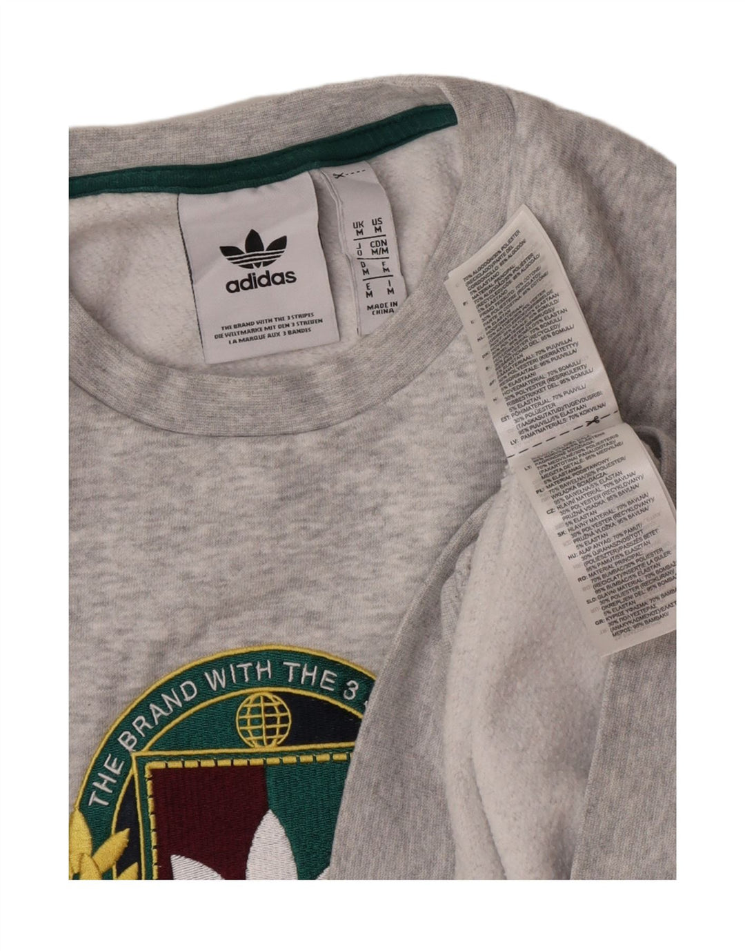 Adidas Mens Graphic Moletom Jumper Médio Algodão Cinza