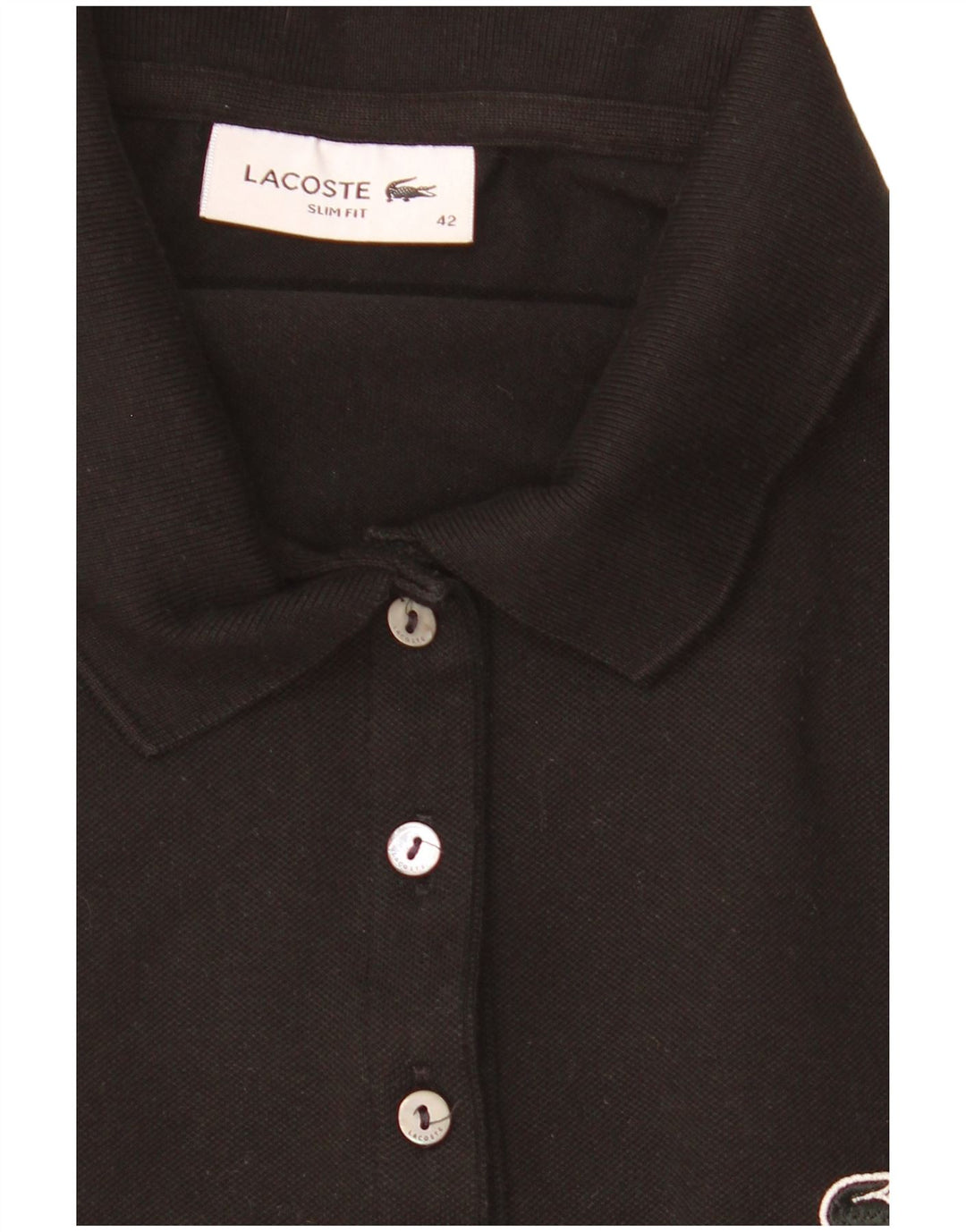 Lacoste camisa polo feminina sem mangas slim fit tamanho 40 médio preto