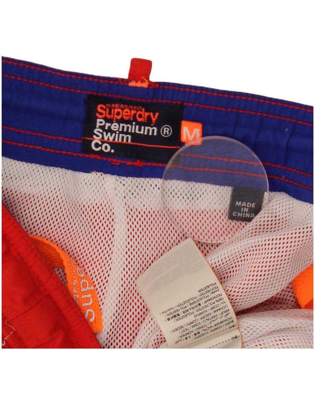 Shorts de natação masculinos Superdry Graphic médio poliéster vermelho