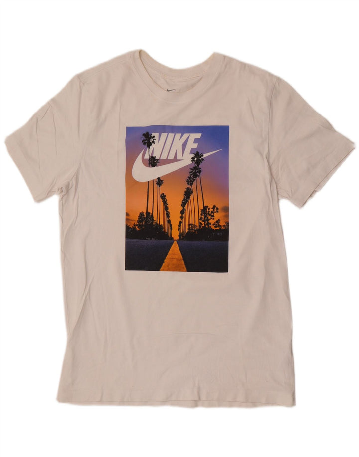 Camiseta Nike masculina gráfica Top médio algodão branco