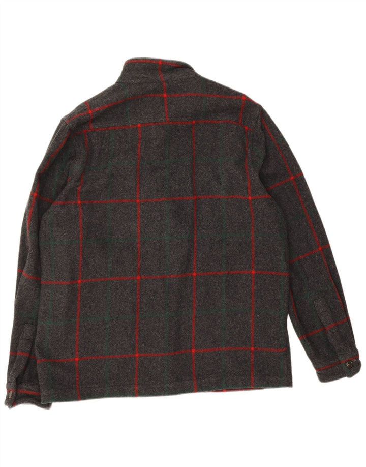 Jaqueta bomber masculina Woolrich UK 40 grande lã xadrez cinza