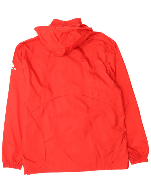 ADIDAS Mens Graphic Hooded Rain Jacket UK 40 Grande Vermelho Nylon