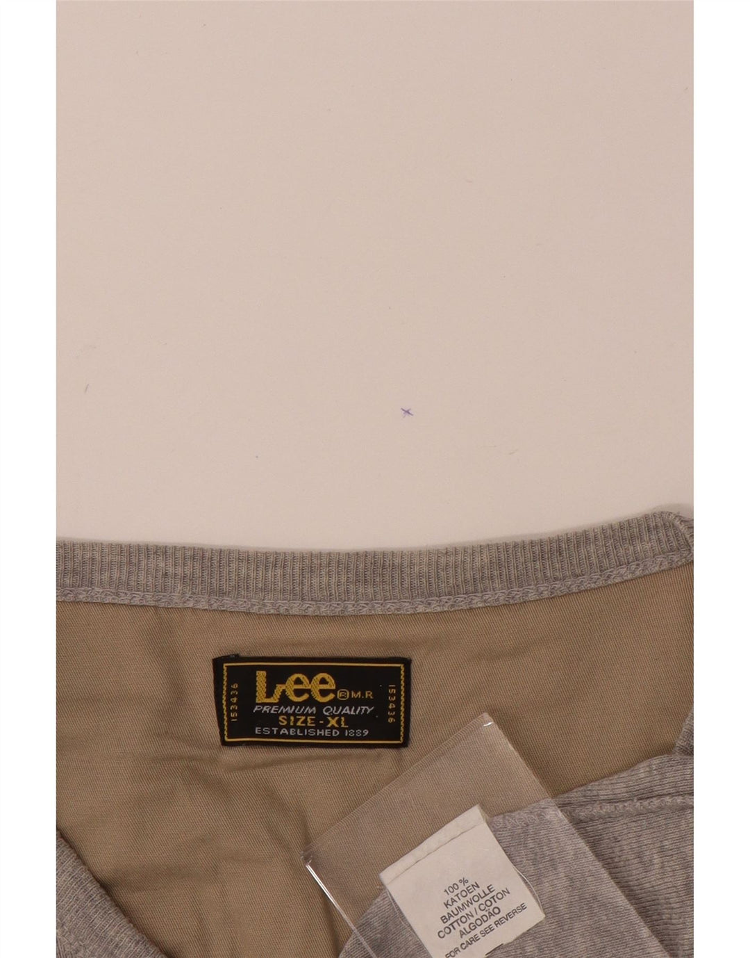 Camiseta masculina LEE manga comprida XL algodão cinza
