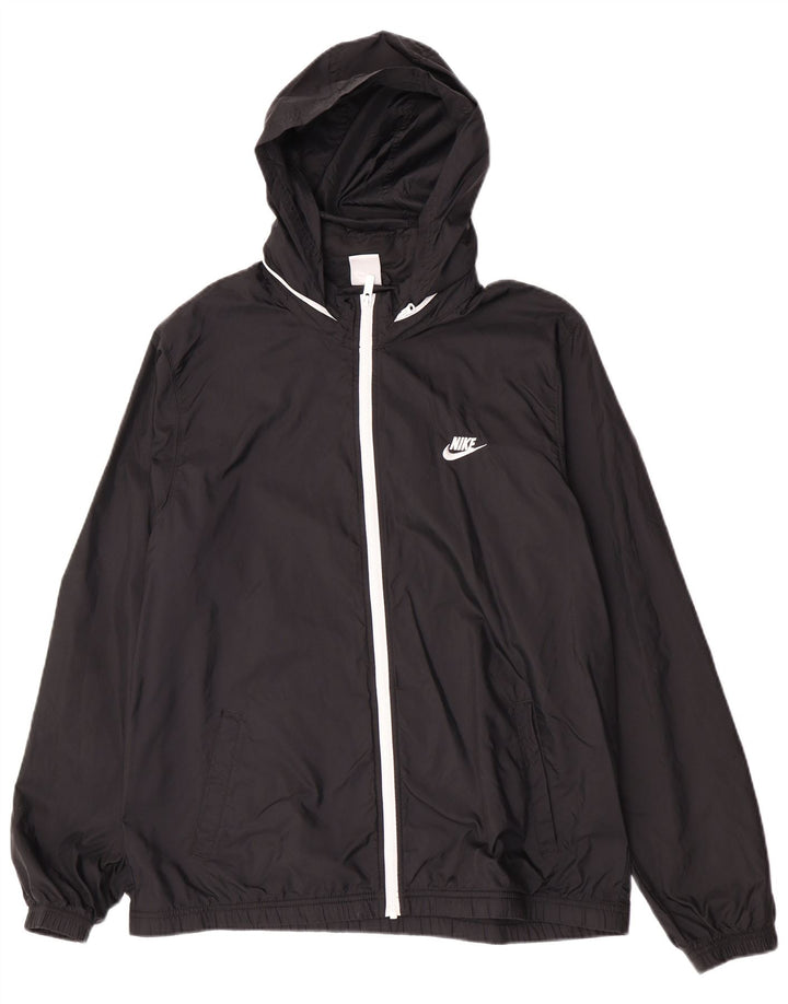 Jaqueta de chuva masculina Nike XL com capuz e nylon preto