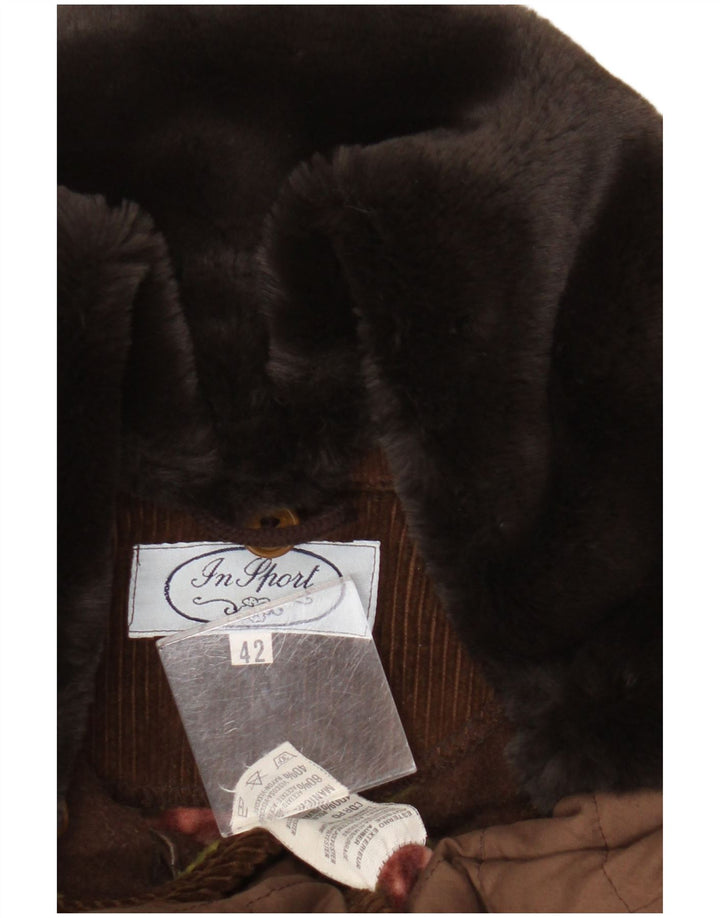 Jaqueta acolchoada feminina vintage IT 42 poliéster marrom médio