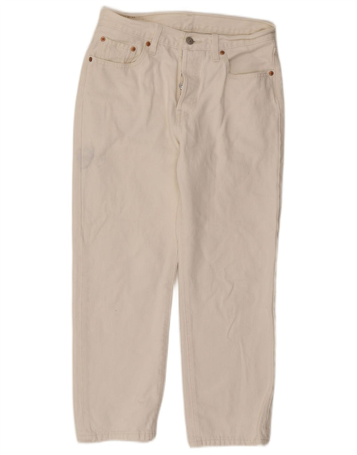 Calça jeans feminina Levi's Tapered W28 L26 algodão branco
