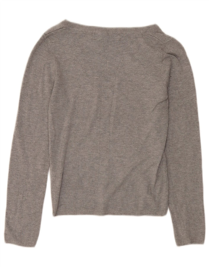 Zara Suéter feminino cropped com decote em V Reino Unido 8 pequeno cinza