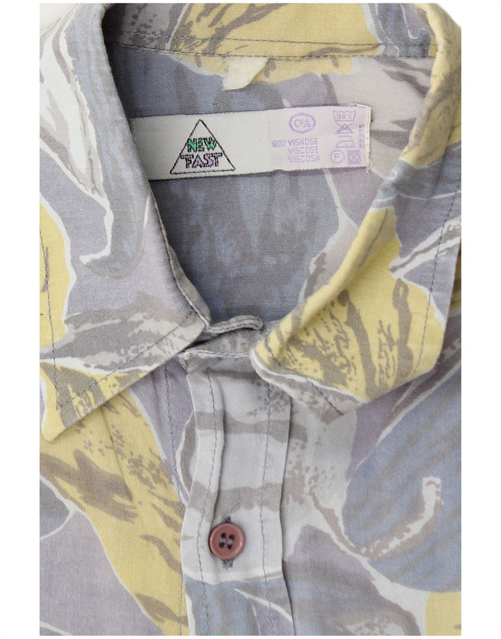 NEW FAST Mens Abstract Pattern Short Sleeve Shirt Medium Blue Viscose