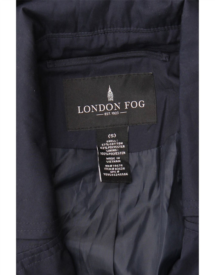 Trench coat feminino com capuz LONDON FOG Reino Unido 10 pequeno algodão azul marinho