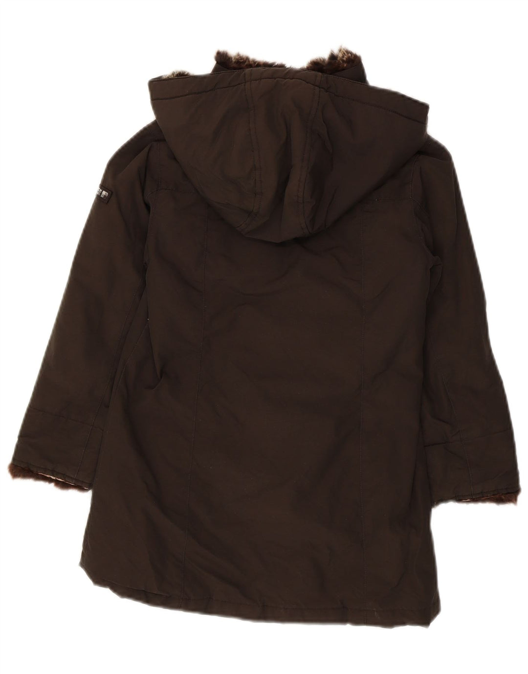 Jaqueta acolchoada com capuz para meninas WOOLRICH 5-6 anos algodão marrom