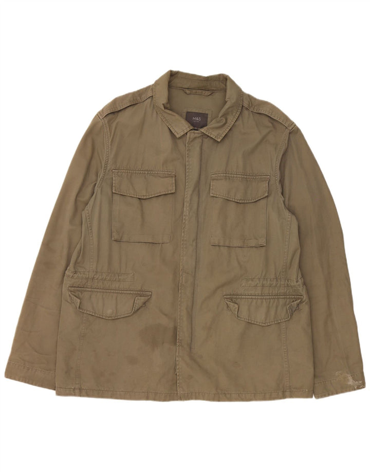 Jaqueta utilitária feminina Marks & Spencer UK 44 2XL algodão cáqui