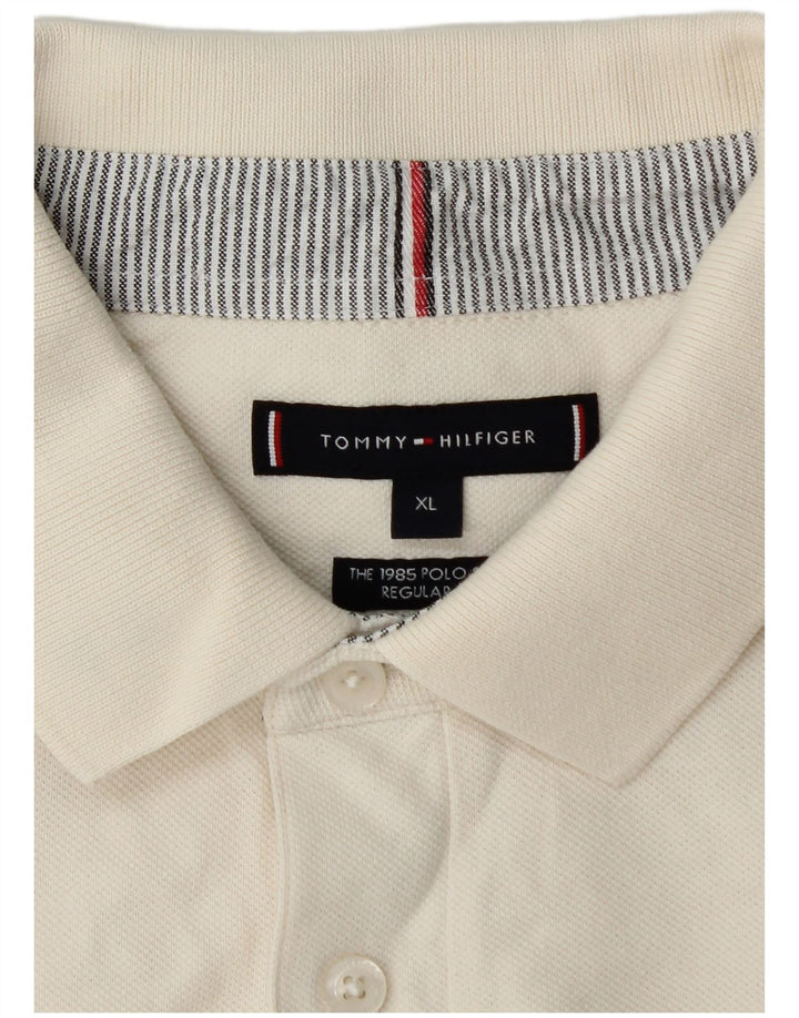 Camisa polo masculina TOMMY HILFIGER XL de algodão branco