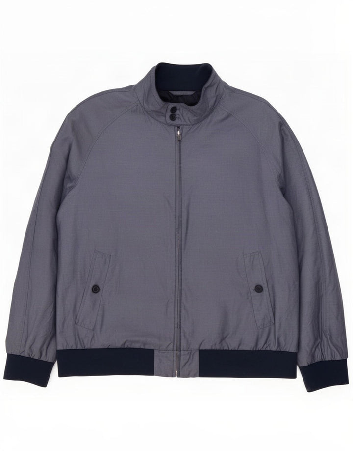 Jaqueta bomber masculina Marks & Spencer UK 46 3XL azul colorblock algodão