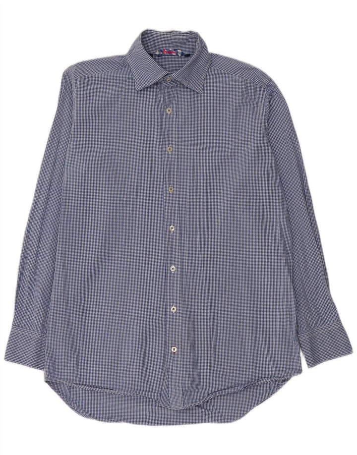 Camisa masculina Boden de algodão guingão azul médio
