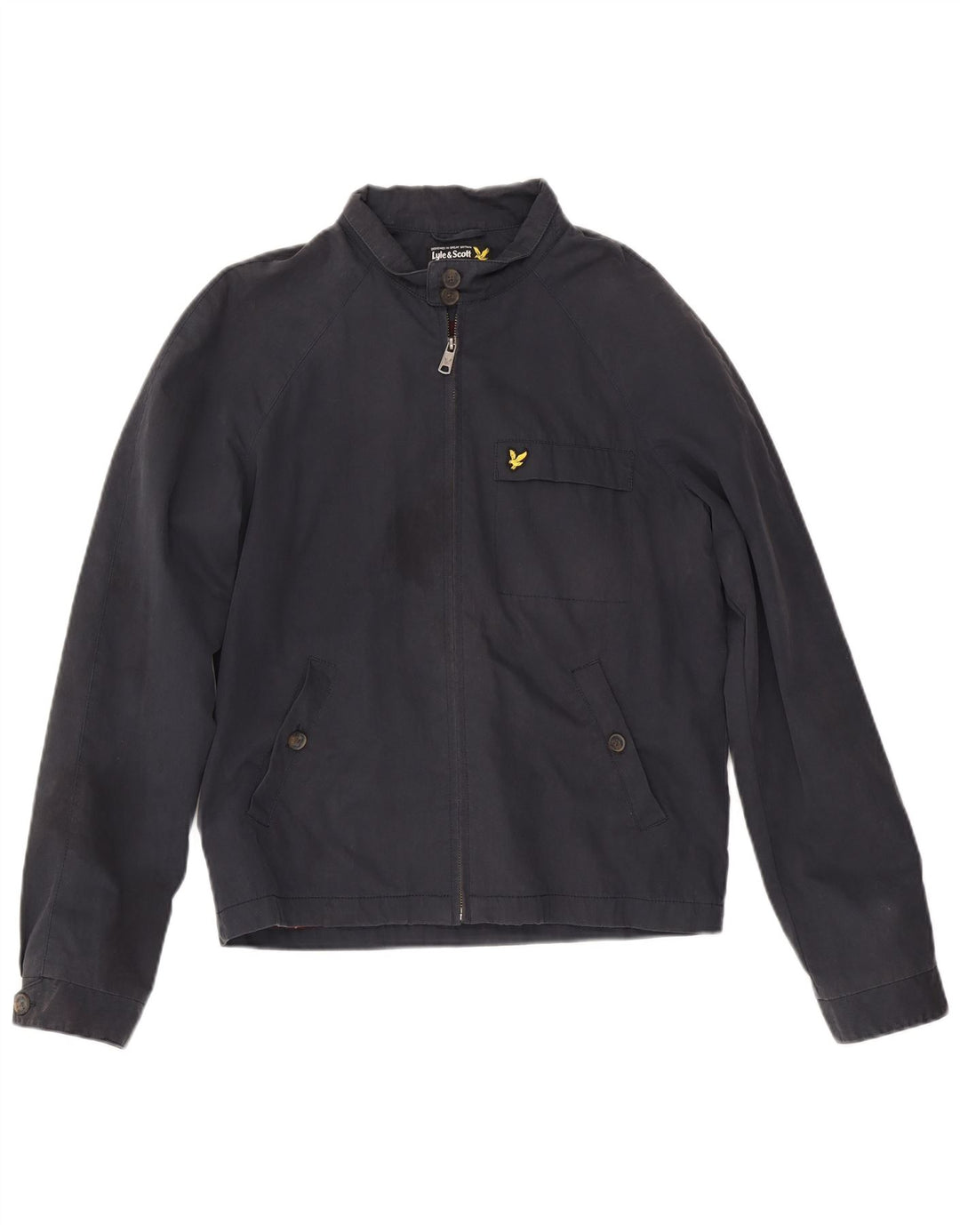 Jaqueta bomber masculina Lyle & Scott Reino Unido 38 algodão azul marinho médio