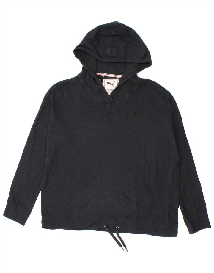 PUMA Womens Oversized Hoodie Jumper UK 16 Large  Black Cotton Vintage Puma and Second-Hand Puma from Messina Hembry 