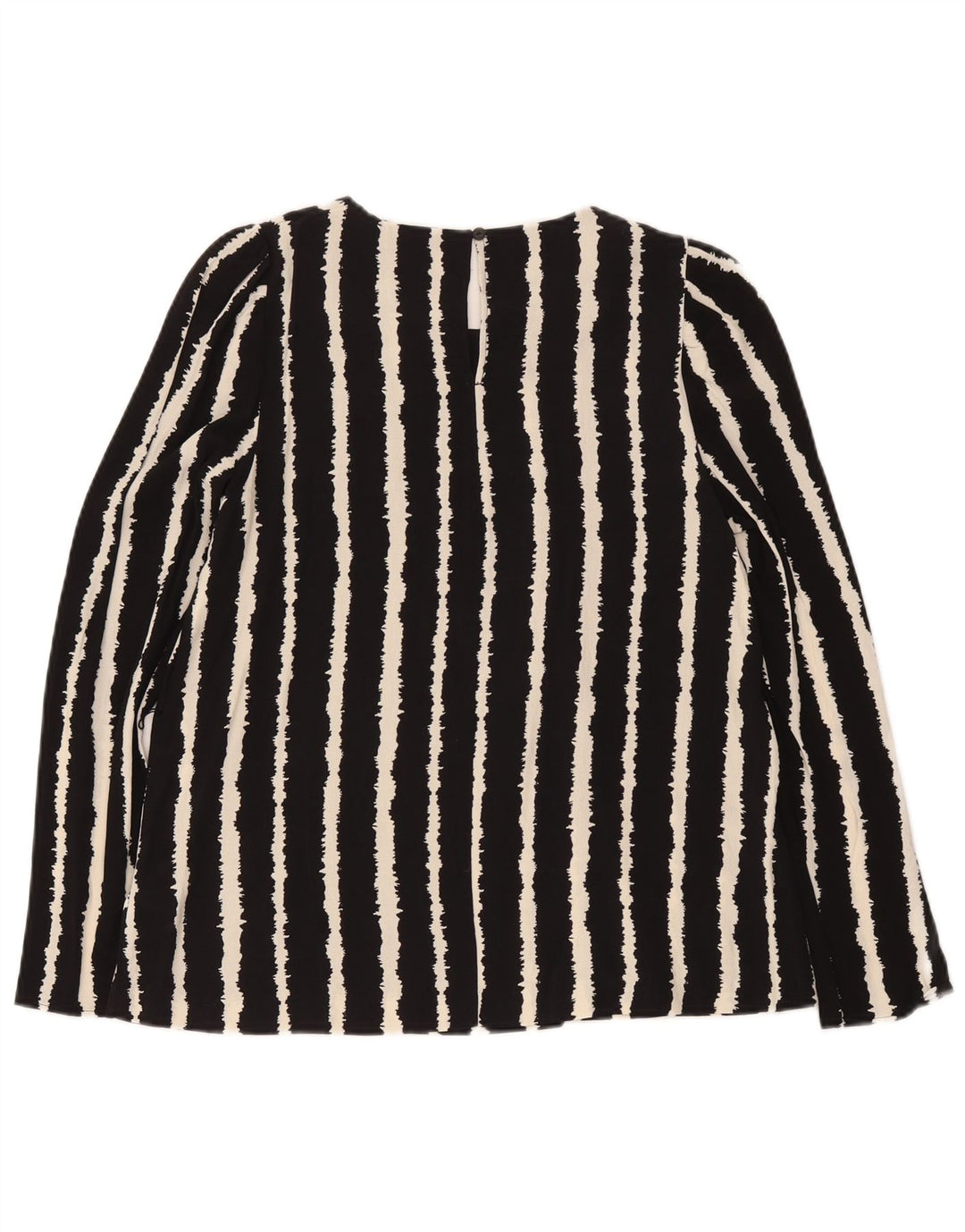 Blusa feminina de manga comprida Marks & Spencer UK 10 listrada preta pequena