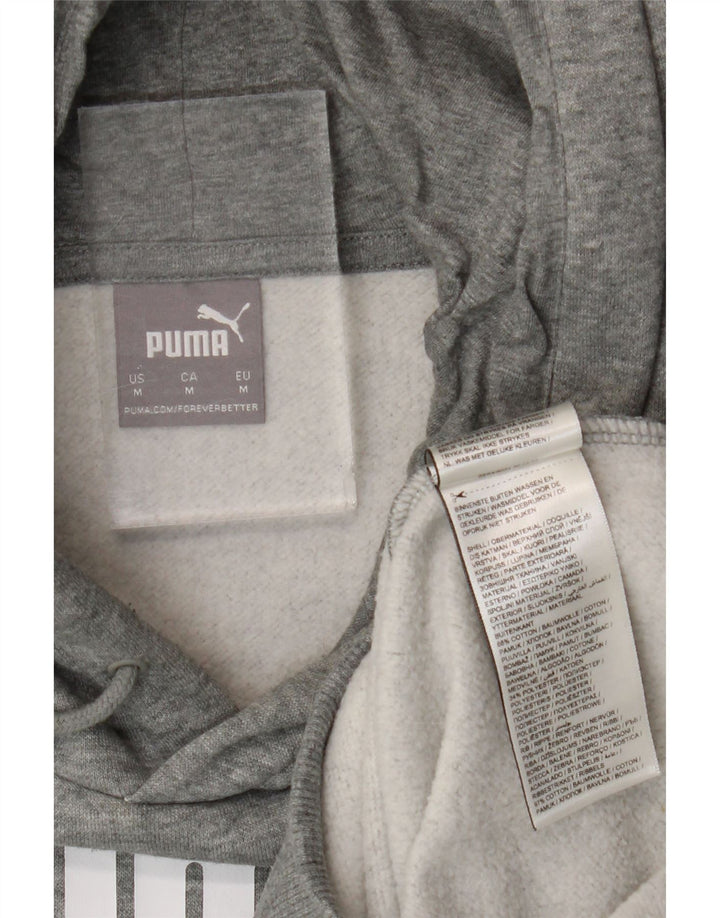 Suéter com capuz gráfico masculino Puma, algodão manchado cinza médio