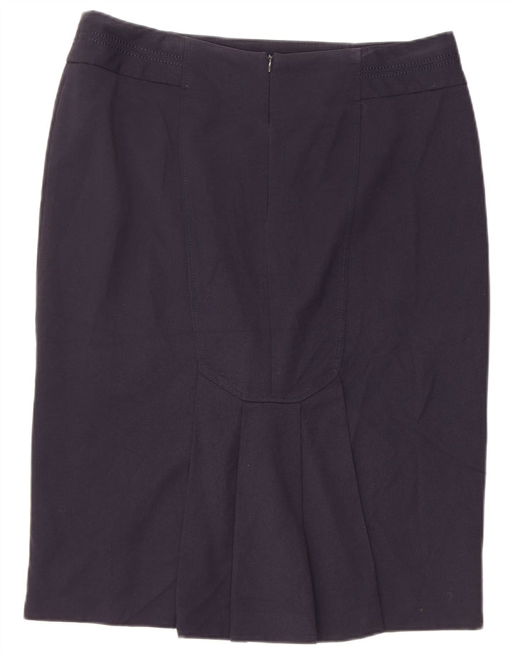 Saia lápis feminina Marks & Spencer UK 14 grande W34 azul marinho poliéster