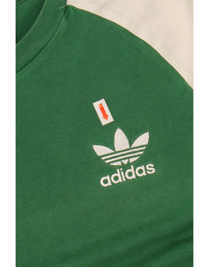 Adidas Mens Camiseta Top Pequeno Verde Colorblock Poliéster