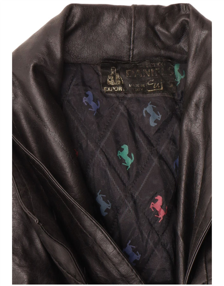 Jaqueta de couro masculina VINTAGE UK 36 pequena preta