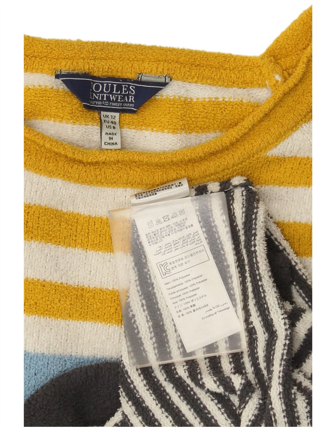 Suéter feminino Joules com gola canoa e listrado médio multicolorido Reino Unido 12