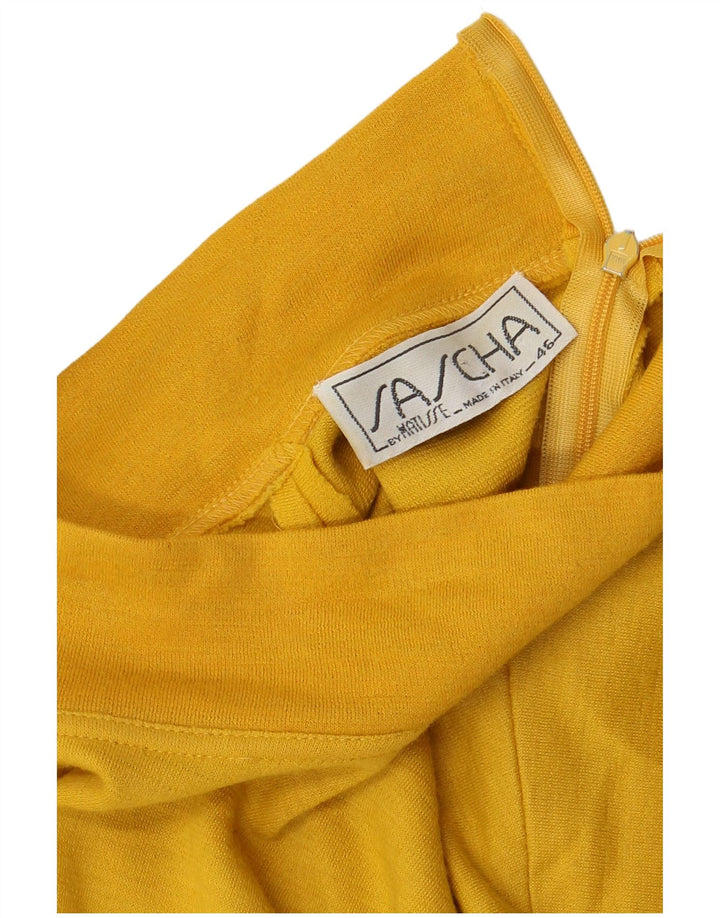 Top feminino VINTAGE com zíper e manga comprida IT 46 grande amarelo