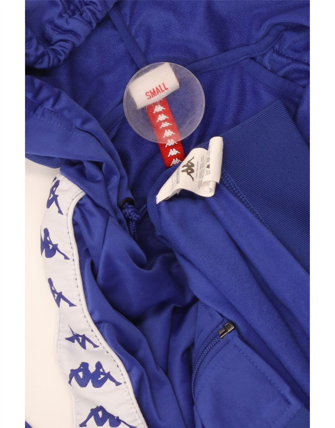 Suéter feminino KAPPA com capuz e zíper gráfico Reino Unido 10 pequeno bloco colorido azul