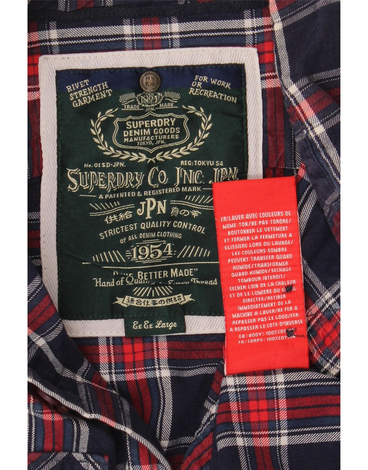Camisa masculina de flanela Superdry 2XL algodão xadrez azul marinho