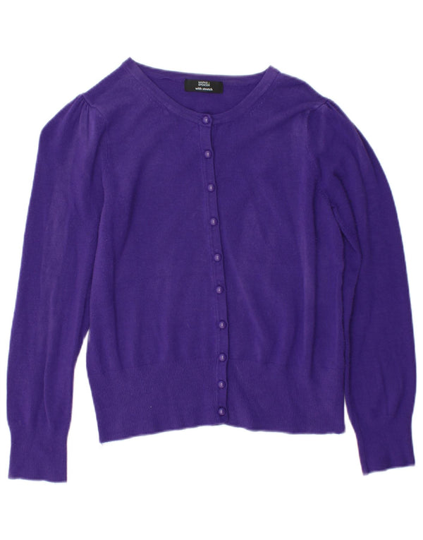 Suéter cardigã feminino Marks & Spencer UK 10 viscose roxa pequena
