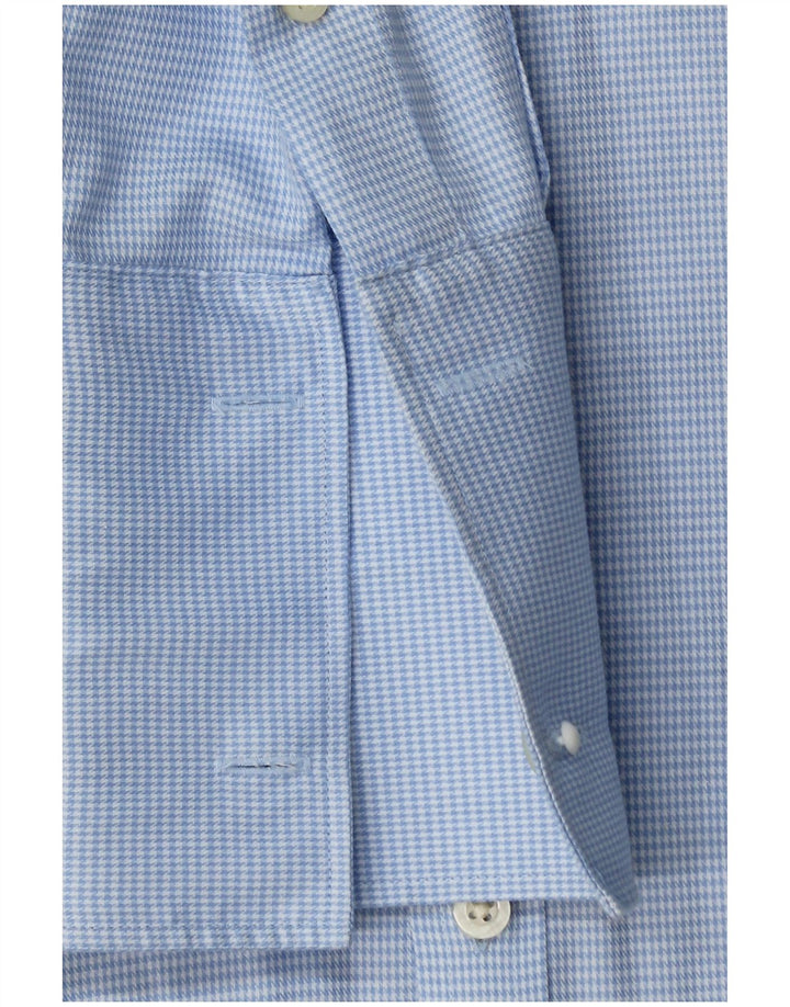 Camisa formal masculina Moss 1851 Slim Fit tamanho 38 15 azul médio Houndstooth