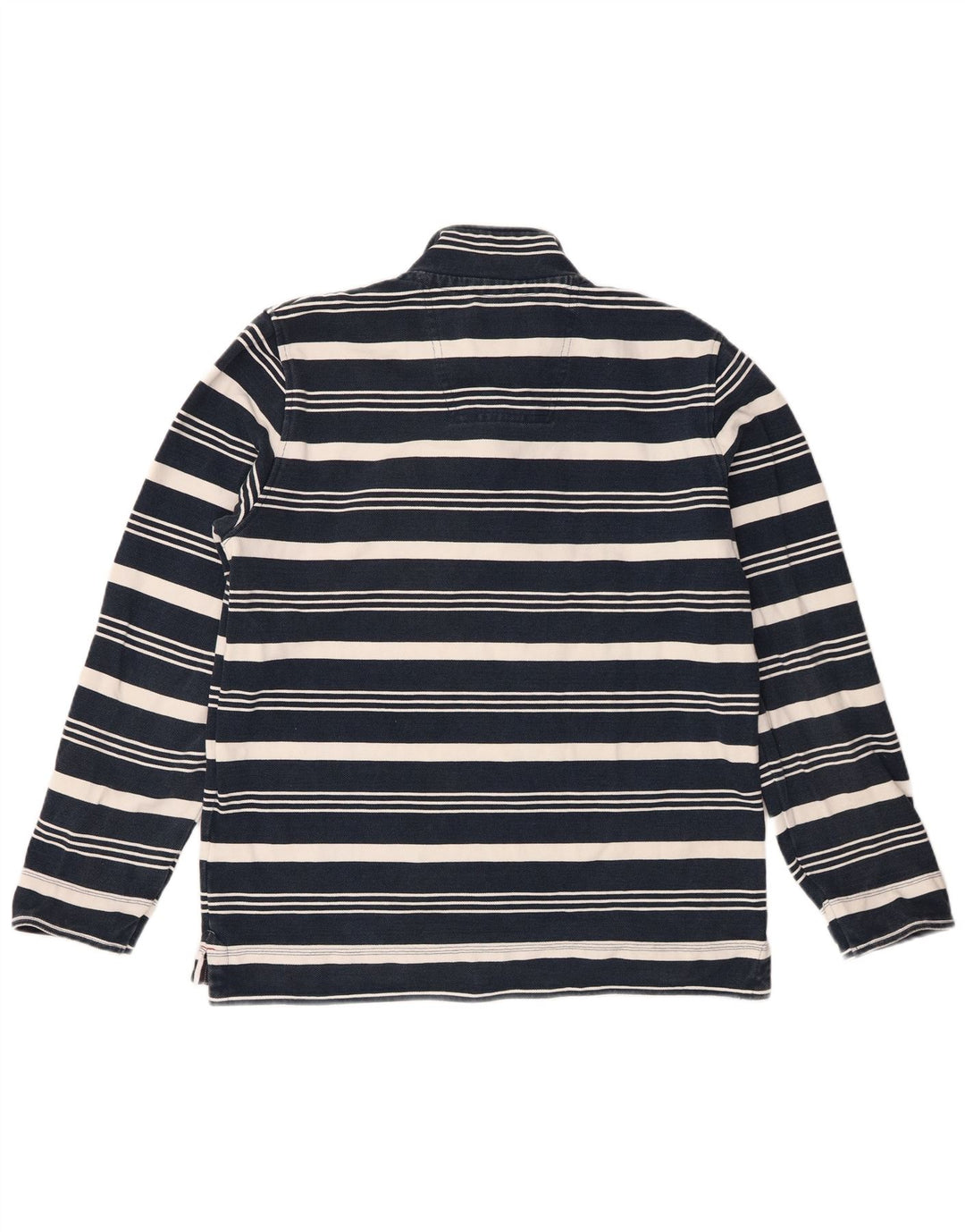 Suéter masculino Crew Clothing com zíper e gola listrada azul marinho médio