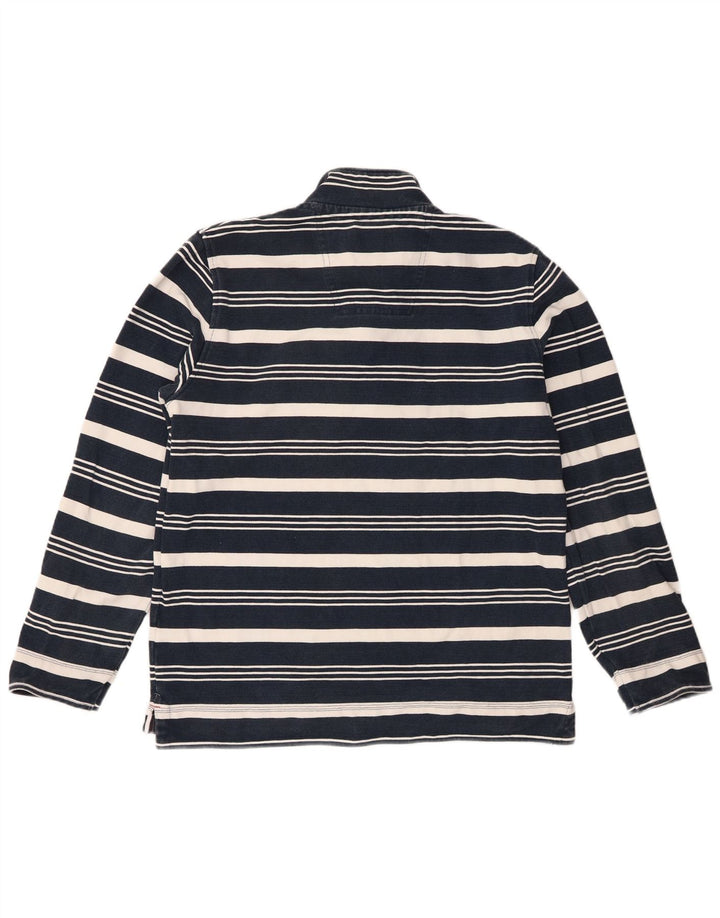 Suéter masculino Crew Clothing com zíper e gola listrada azul marinho médio