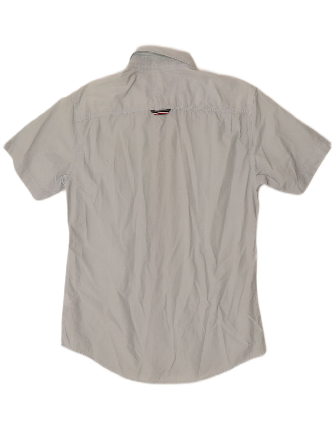 Camisa masculina de manga curta Tommy Hilfiger pequena azul algodão