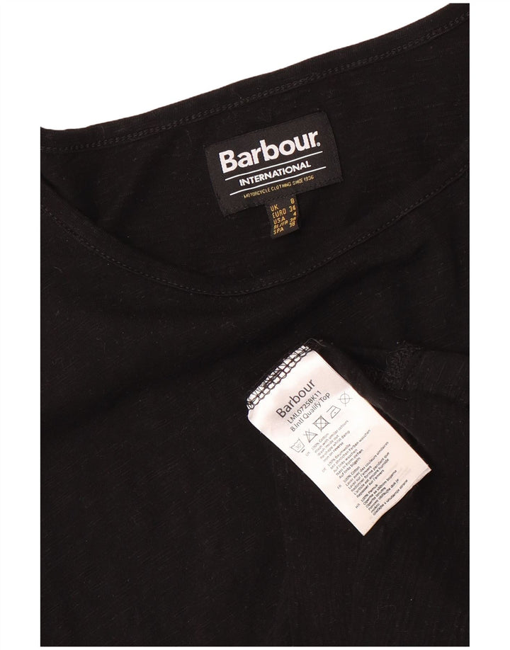 Camiseta feminina Barbour UK 8 pequena algodão preto