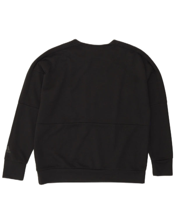 ADIDAS Womens Sweatshirt Jumper UK 12/14 Médio Preto Colorblock