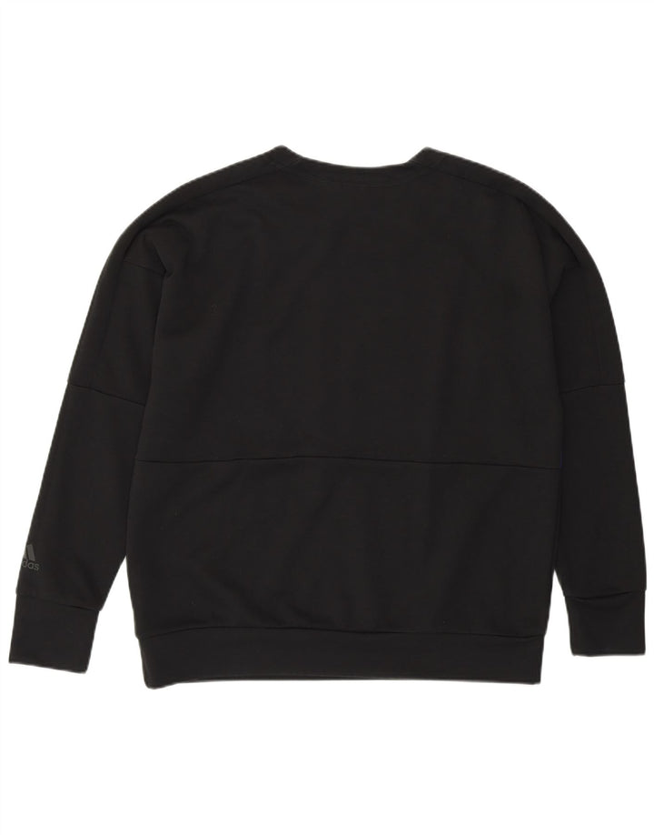 ADIDAS Womens Sweatshirt Jumper UK 12/14 Médio Preto Colorblock