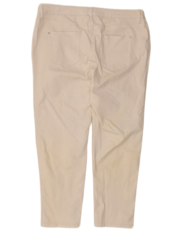 Calça casual feminina M&Co cônica UK 18 XL W36 L25 algodão branco