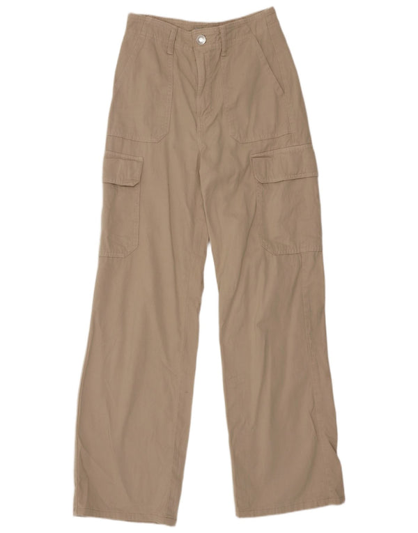 Calça cargo feminina Zara cintura alta com perna larga EU 32 2XS W22 L29 bege