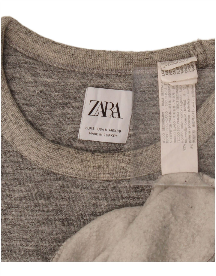 Zara moletom masculino jumper pequeno algodão manchado cinza