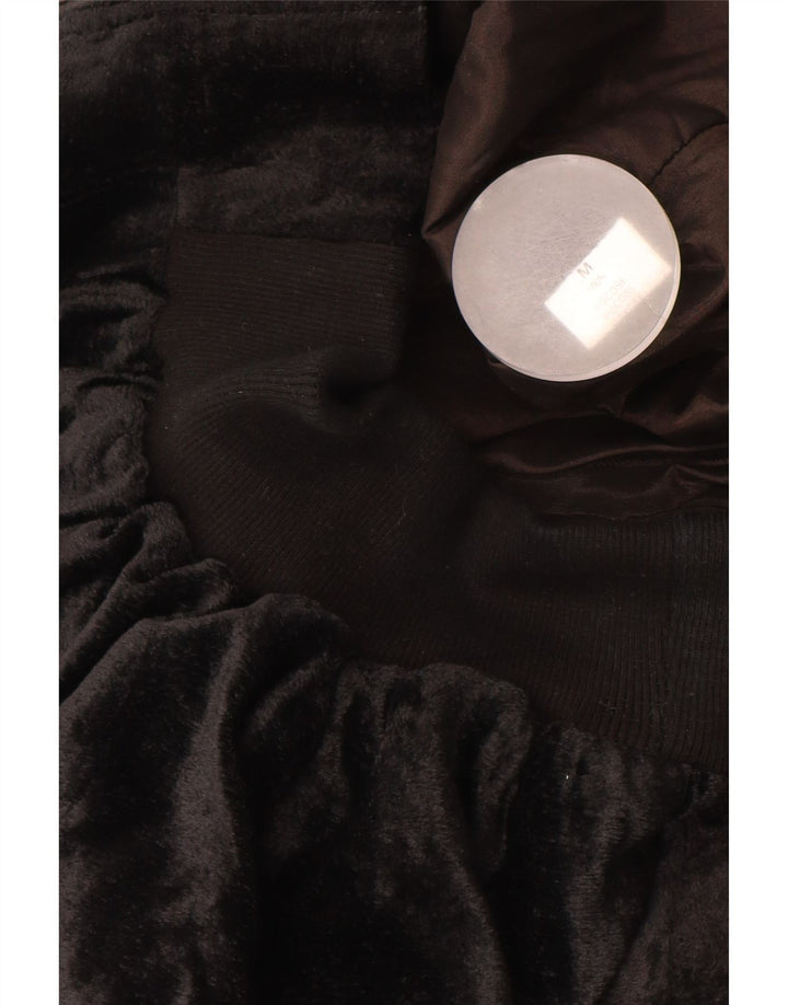 Jaqueta bomber feminina VINTAGE de veludo grande Reino Unido 14 viscose preta média