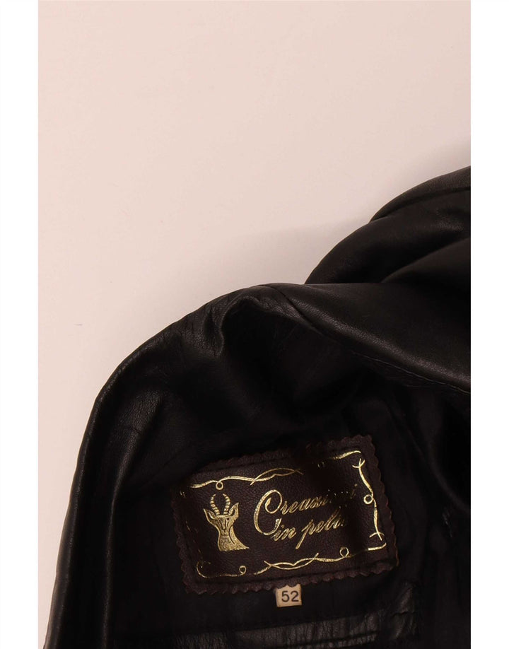 Jaqueta de couro masculina vintage IT 52 XL preta