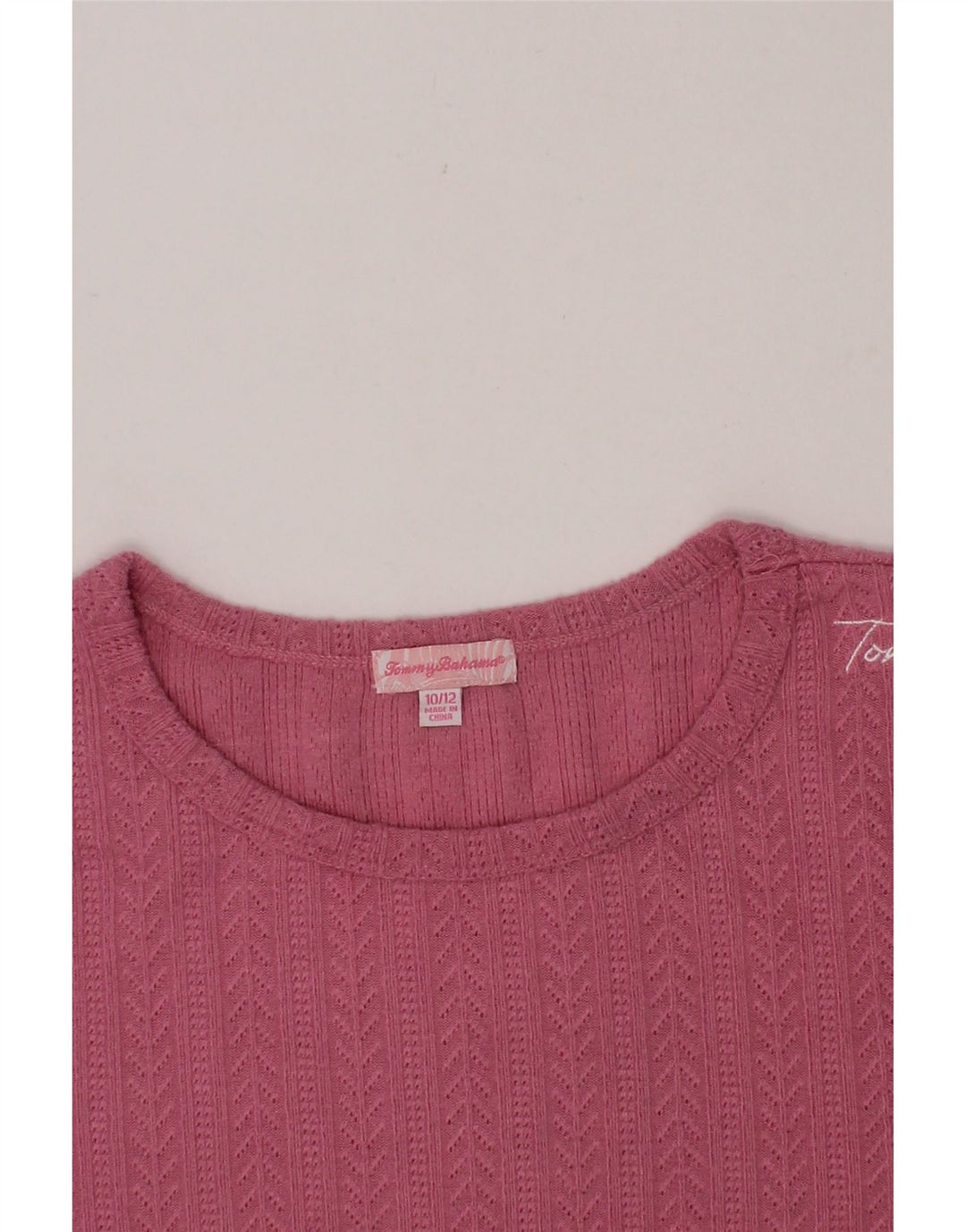 TOMMY BAHAMA Girls Sweatshirt Jumper 10-11 Years Pink Rayon Vintage Tommy Bahama and Second-Hand Tommy Bahama from Messina Hembry 