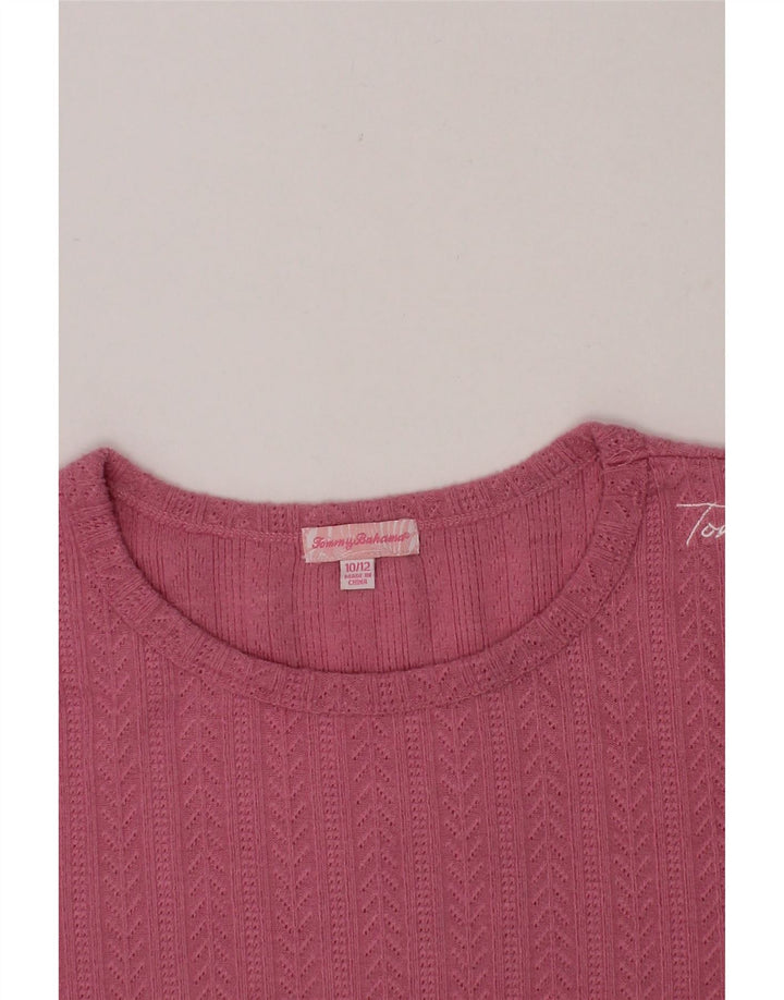 TOMMY BAHAMA Girls Sweatshirt Jumper 10-11 Years Pink Rayon Vintage Tommy Bahama and Second-Hand Tommy Bahama from Messina Hembry 