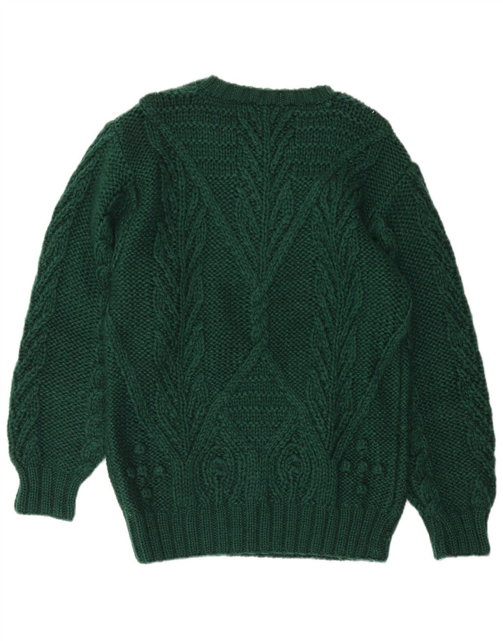 Suéter vintage masculino com gola redonda grande verde