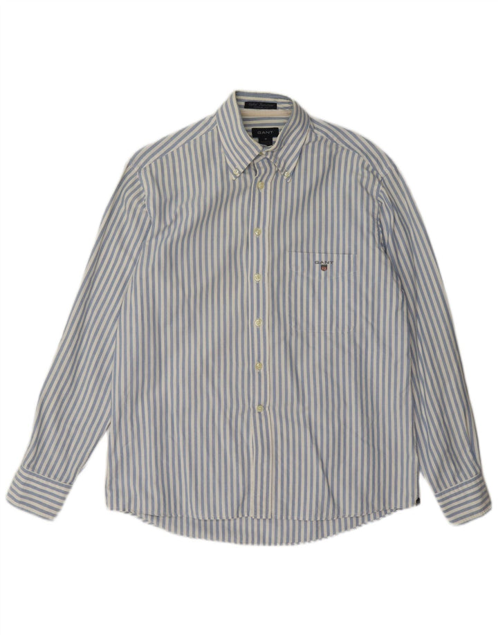 Camisa masculina Gant Regular Fit de algodão listrado azul médio