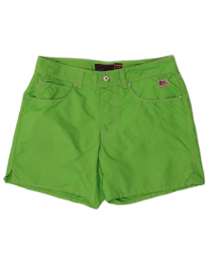 Shorts casuais masculinos ROY ROGERS IT 48 médio W34 nylon verde