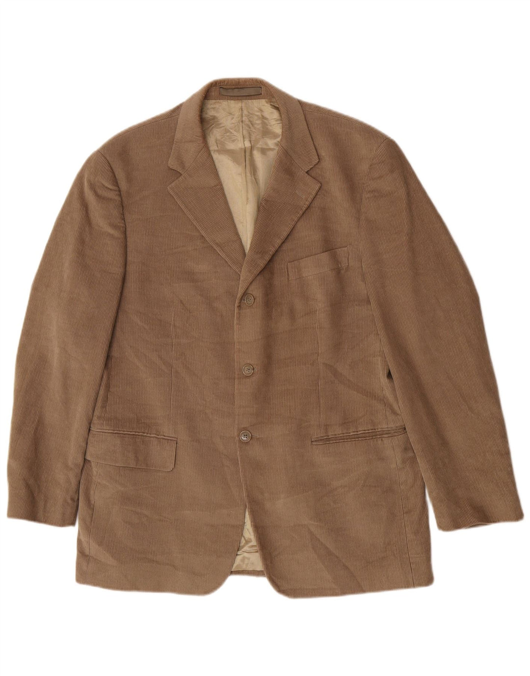 Jaqueta blazer masculina de veludo cotelê Marks & Spencer com 3 botões Reino Unido 42 grande bege