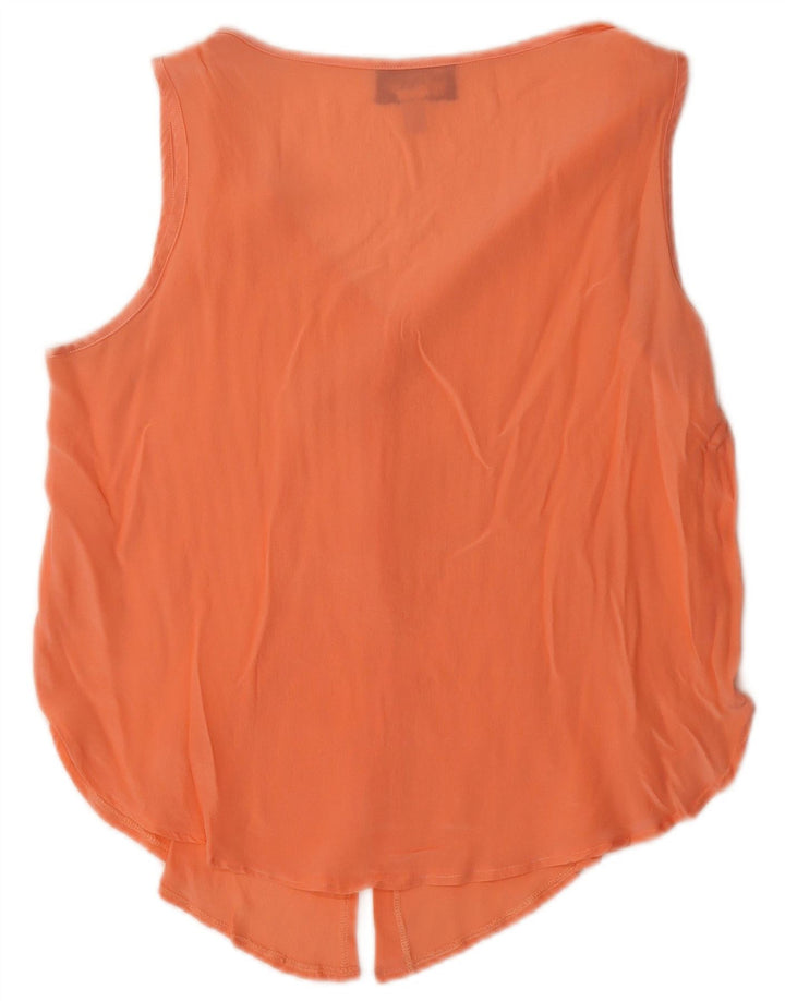 Colete feminino vintage UK 14 grande seda laranja