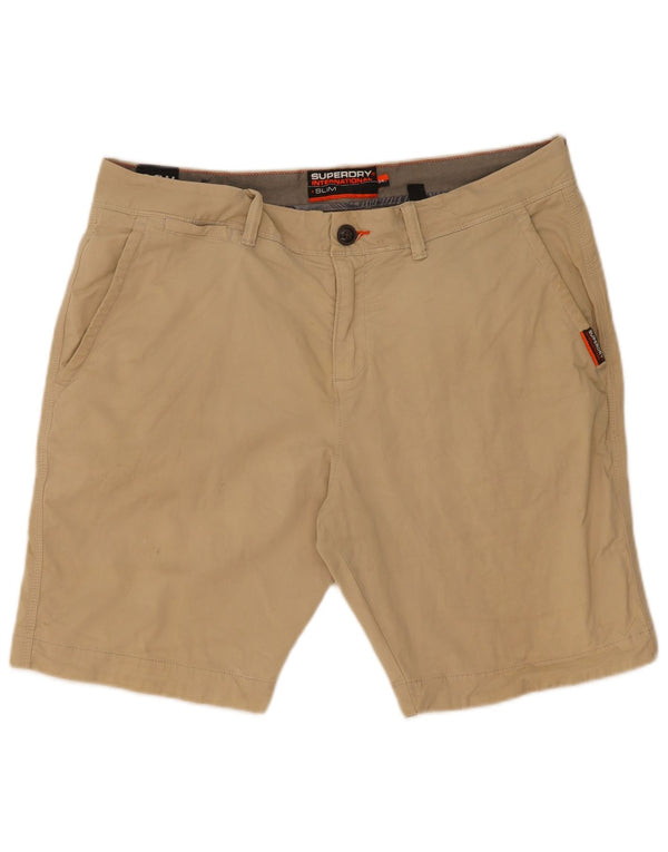 Superdry Mens Slim Fit Chino Shorts W34 Grande Algodão Bege